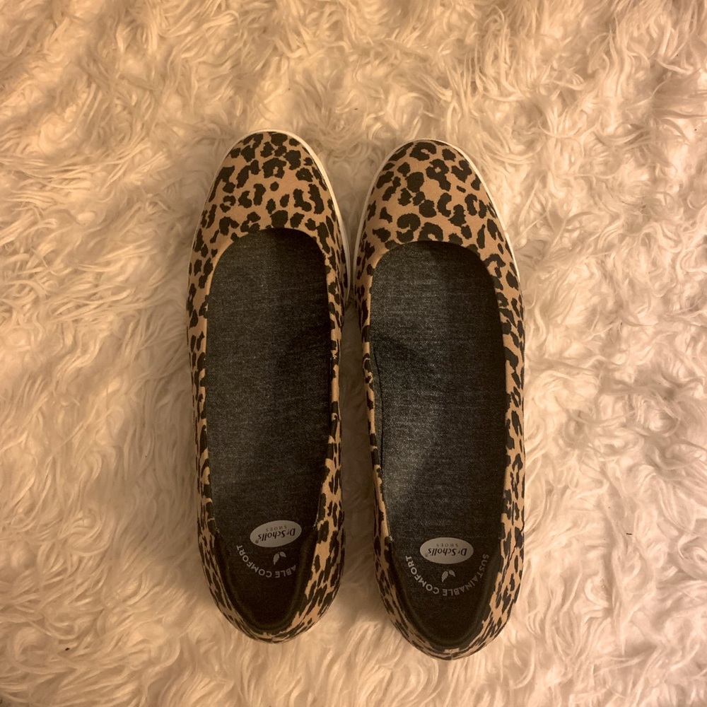 Dr. Scholl’s  leopard print canvas shoes. Worn once. Perfect condition.